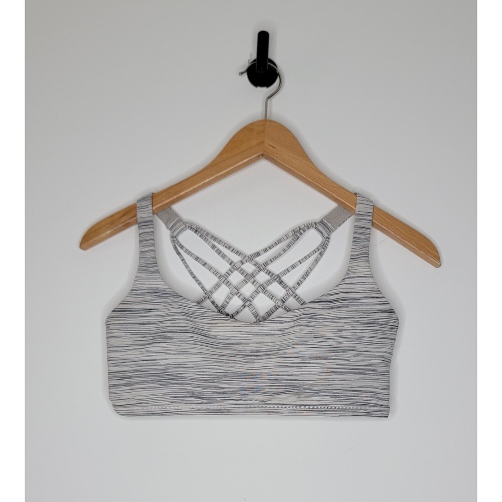 Lululemon‎ Free To Be Wild Sports Bra Women's Size 8 Gray Stripe